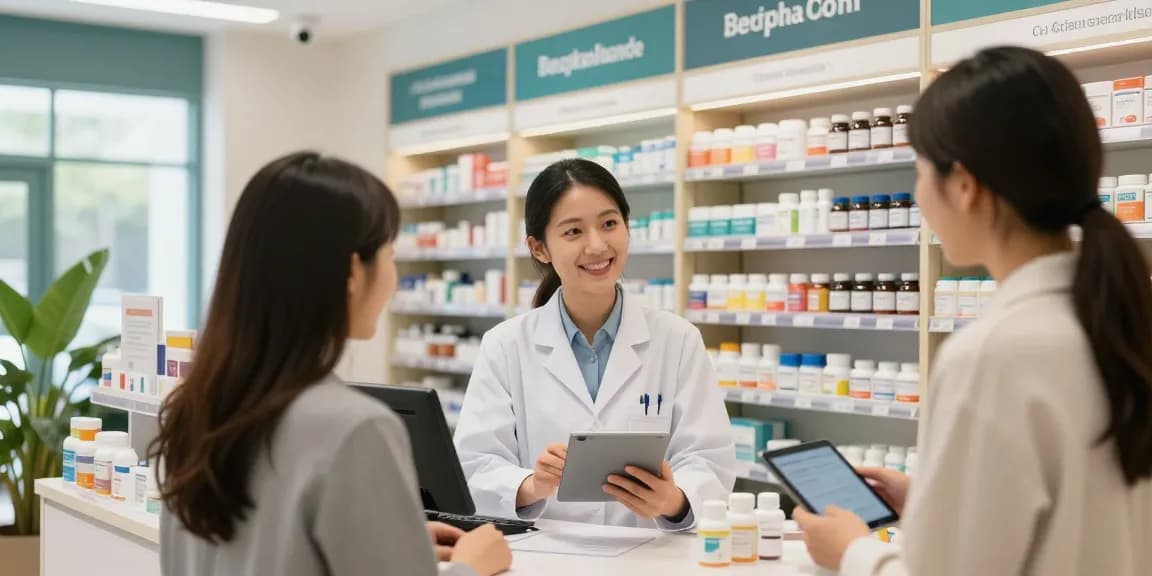 Persoonlijk advies in Unique Pharma Shop met medicijnen en supplementen.