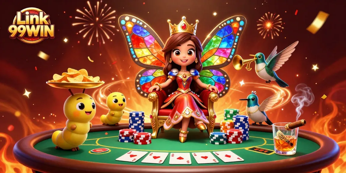 Engage in thrilling gameplay at Link 99WIN with vibrant casino-themed 3D illustration.