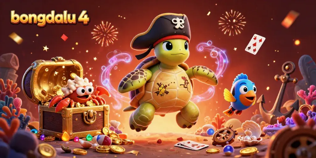 Engage with bongdalu 4 through vibrant 3D pirate-themed adventure amid floating treasures and vibrant sea life.