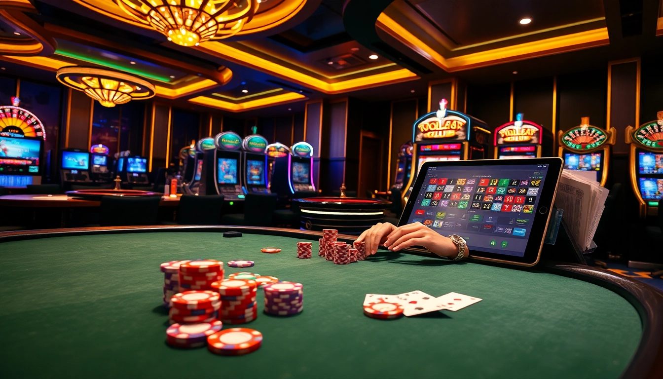 Dola88 CLUB features an engaging online casino atmosphere with vibrant gaming tables and interactive gaming interfaces.