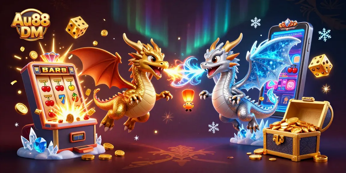 Join the excitement at Au88 DM with vibrant dragons and bursting slot machines!