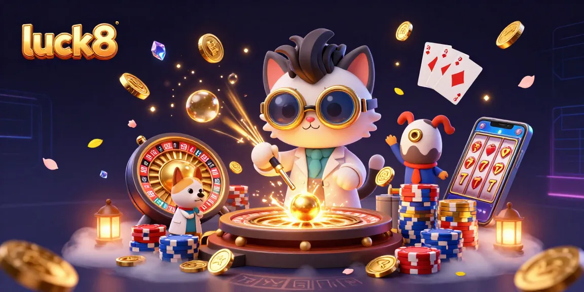 Experience luck8 online with vibrant casino elements flying in a magical scene showcasing exciting gaming action.