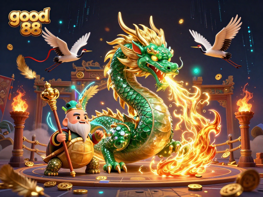Experience thrilling action at good 88 with vibrant 3D casino elements and dynamic dragon energy.