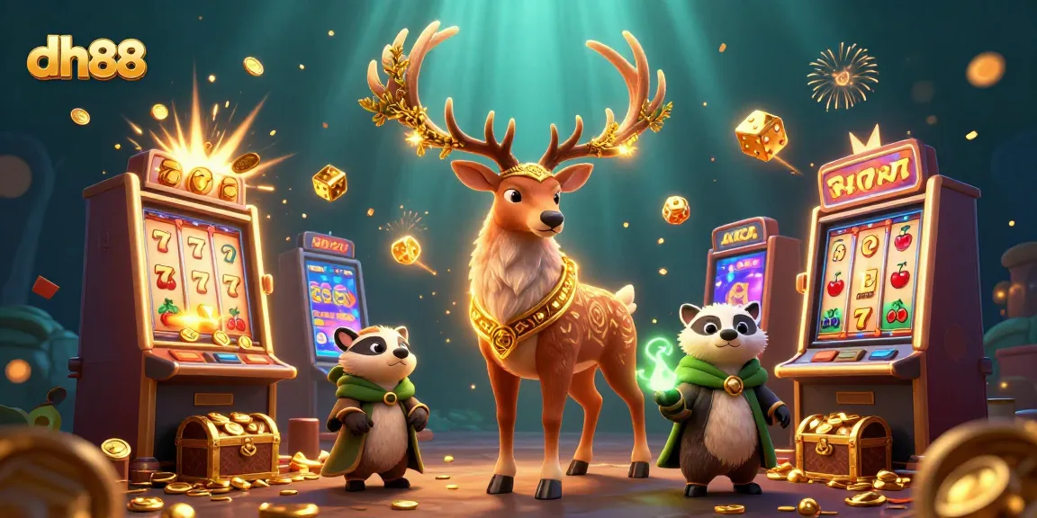 Win big with dh88's exciting 3D casino illustration featuring epic jackpots and vibrant game elements.