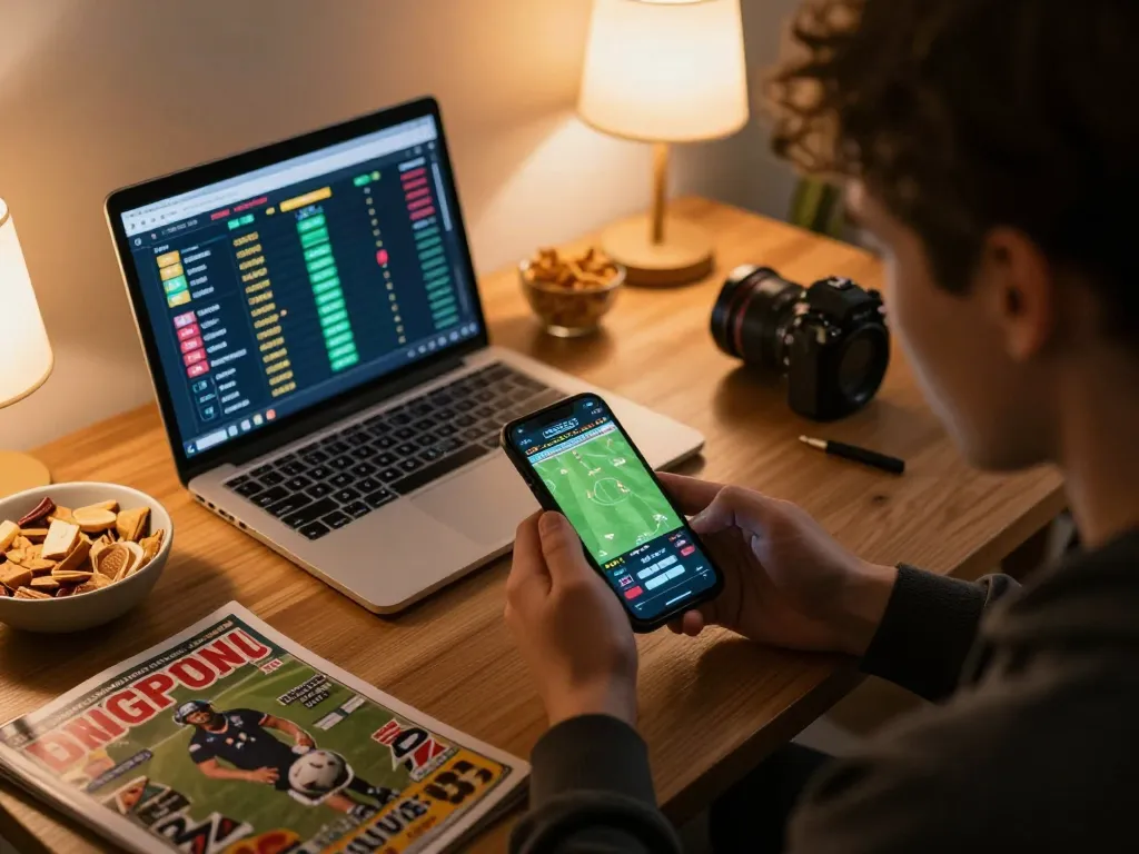 Engaging snapshot of online sports betting at https://98win8.co.com/ showcasing live odds on a smartphone with cozy atmosphere.