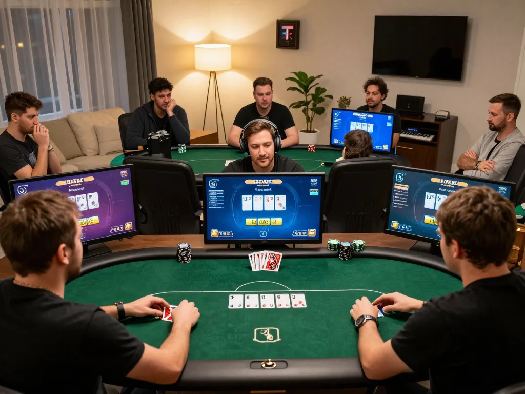Engaging online poker game gameplay on lc88.com, capturing players' reactions and strategy.