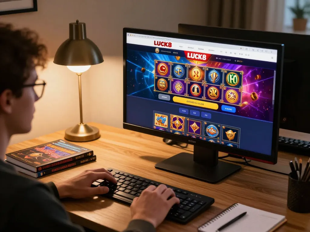 Cảnh casino trực tuyến LUCK8 hấp dẫn với người chơi tập trung vào chiến lược chơi game và màn hình
