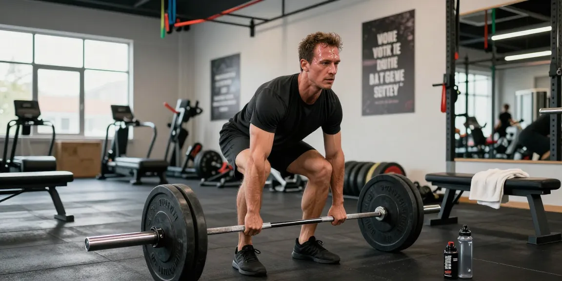 Powerful athlete deadlifting weights in modern gym, showcasing Prime Pharma Steroiden use for enhanced performance.