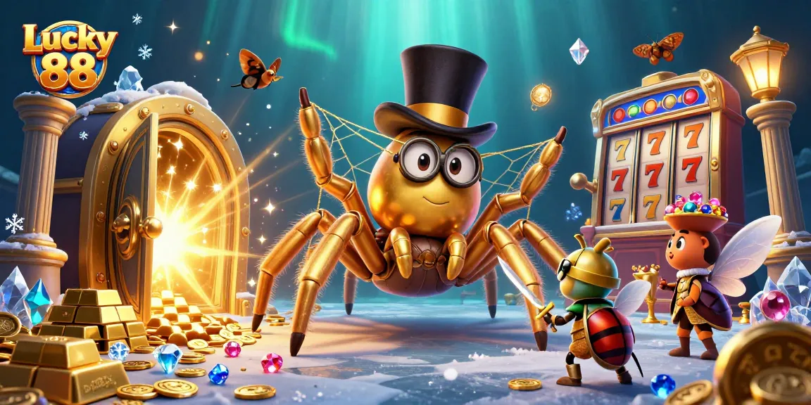 Spin the reels on Lucky 88 with epic wins in this vibrant casino-themed scene.