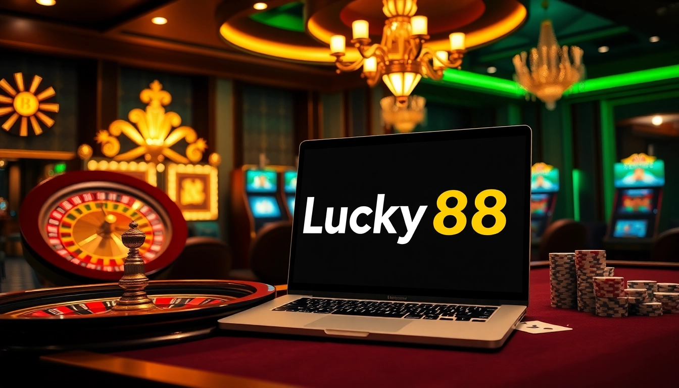 Experience the thrill of gambling with Link nhà cái Lucky88 at a luxurious casino table filled with chips and cards.