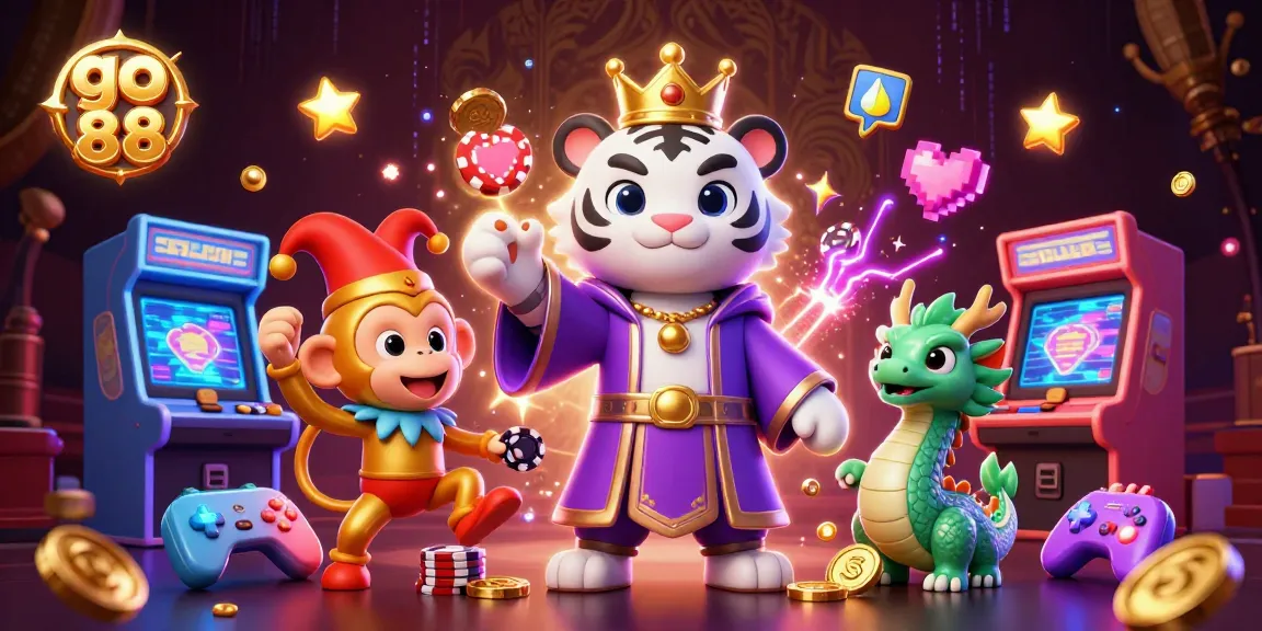 Experience excitement and thrill with go 88, as the lively characters and casino elements come to life in this vibrant scene.