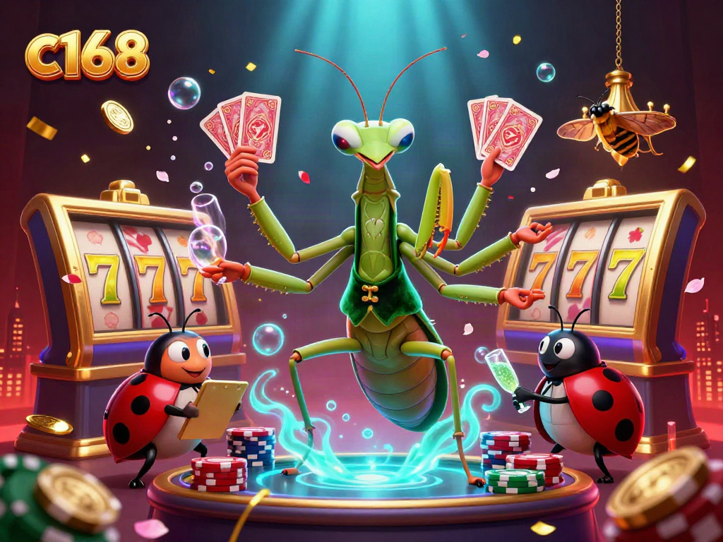 Bet on exciting slots with c168's vibrant gaming scene featuring unique 3D cartoon characters.