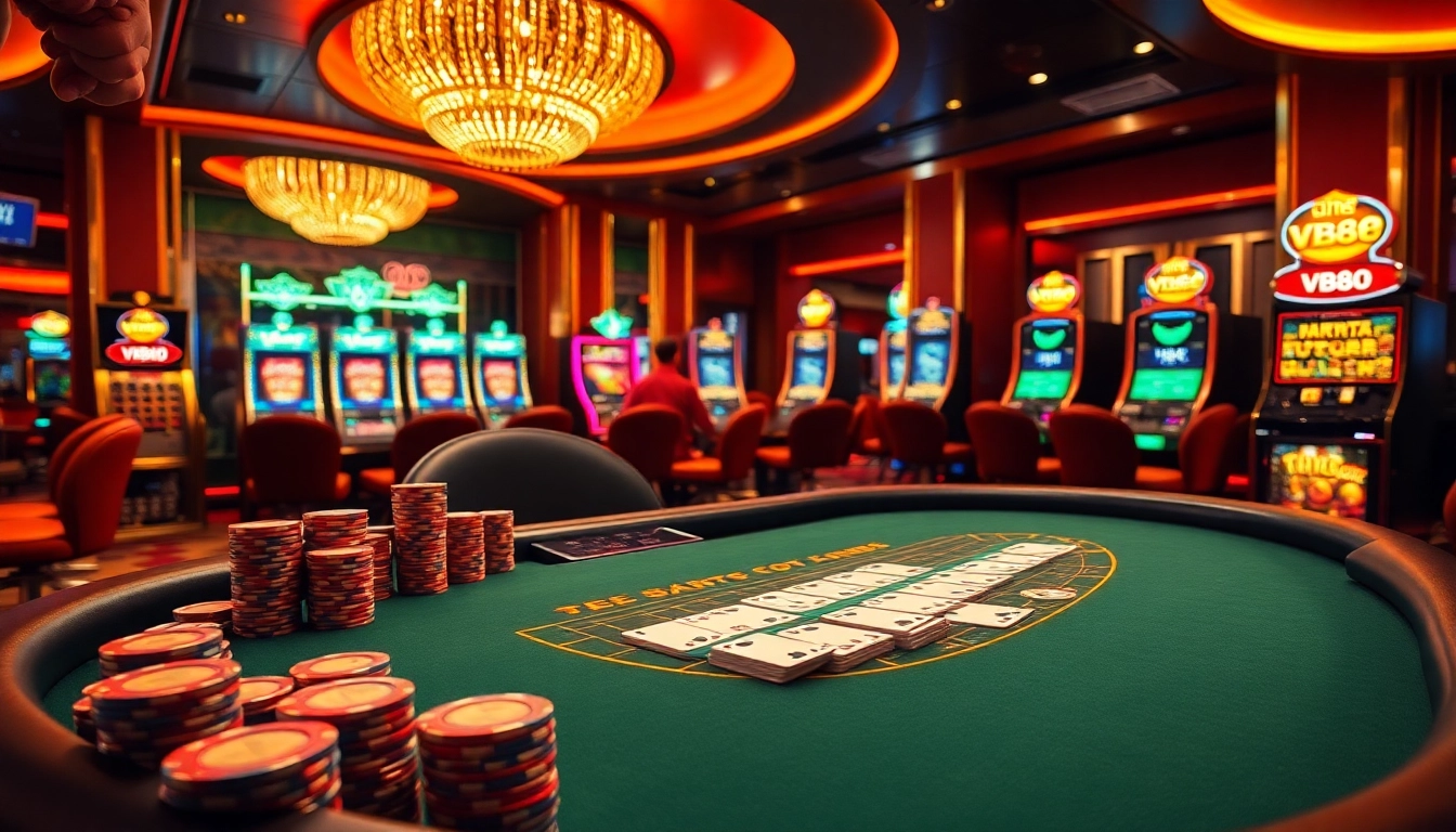 Engage in high-stakes excitement with VB88 at a luxurious casino gaming table.