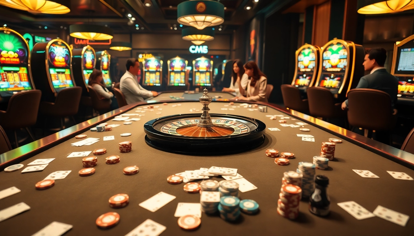 Nohu90s.it.com casino scene with gamblers at the table celebrating wins.