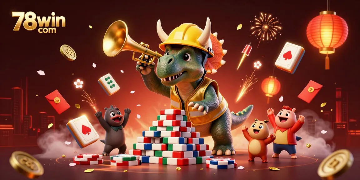 Experience excitement at 78win com with vibrant casino action, poker chips, and celebrations.
