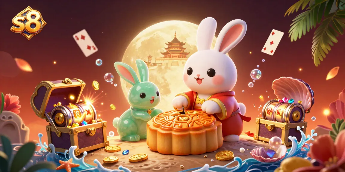 Spin the reels at s8 while the moon rabbit celebrates with golden mooncakes and treasure.