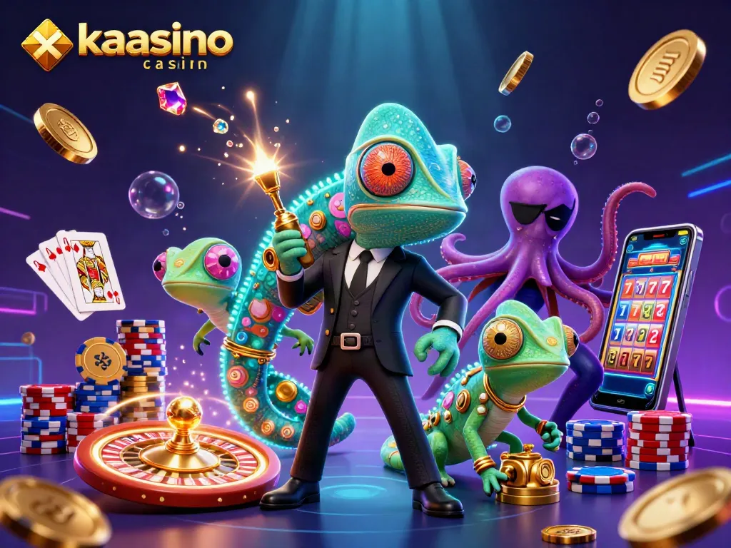 Kaasino casino showcases vibrant gameplay with thrilling slots and exciting table games in an engaging 3D scene.