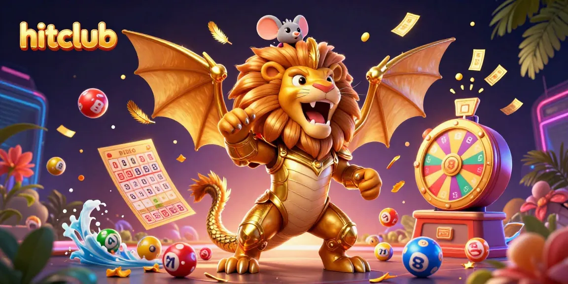 hitclub's exciting gameplay illustrated through a dynamic scene featuring a chimera and colorful lottery elements.