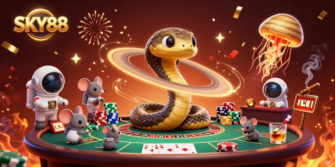 Experience thrilling fun with SKY88 as astronaut mice bet around a cosmic roulette wheel!