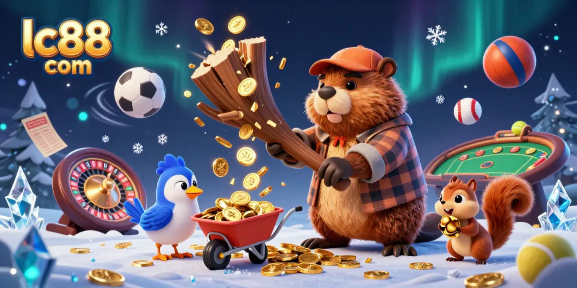 Win big at lc88 com in this vibrant casino illustration showcasing action-packed gaming elements.