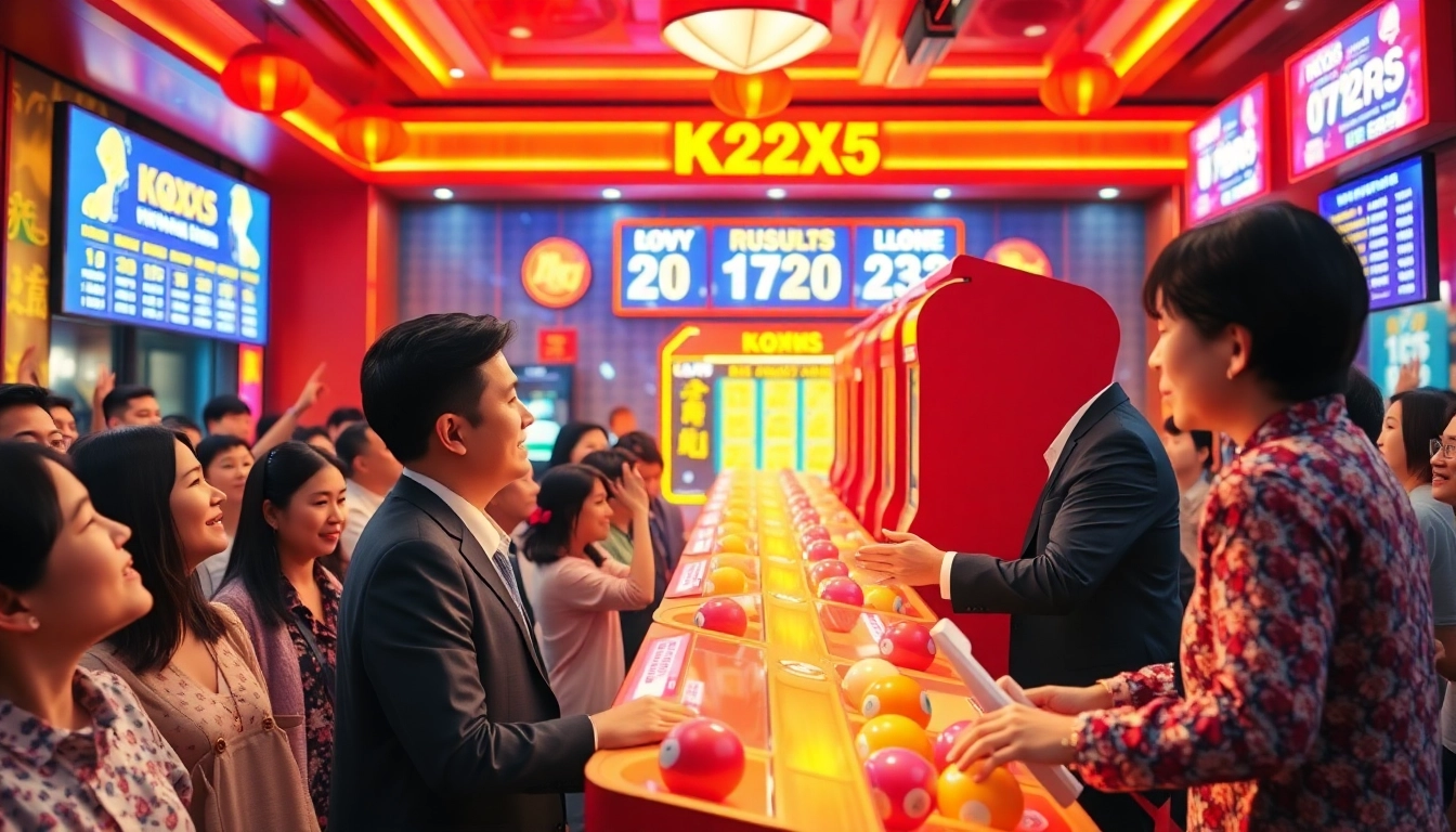Kqxs lottery draw with excited audience and vibrant results display.