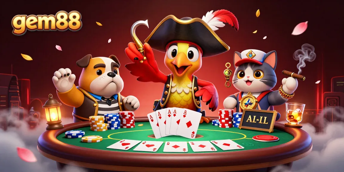Experience thrilling action at gem88 with vibrant casino elements and engaging characters in an entertaining scene.