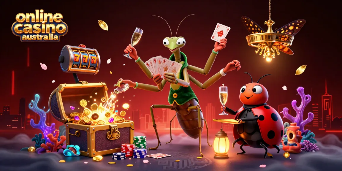 Experience the excitement at an online casino Australia scene with a vibrant 3D illustration.