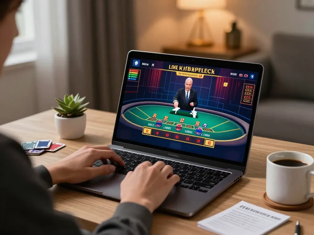 Engaging online blackjack gameplay at Fun88 com with stylish home setup and immersive screen