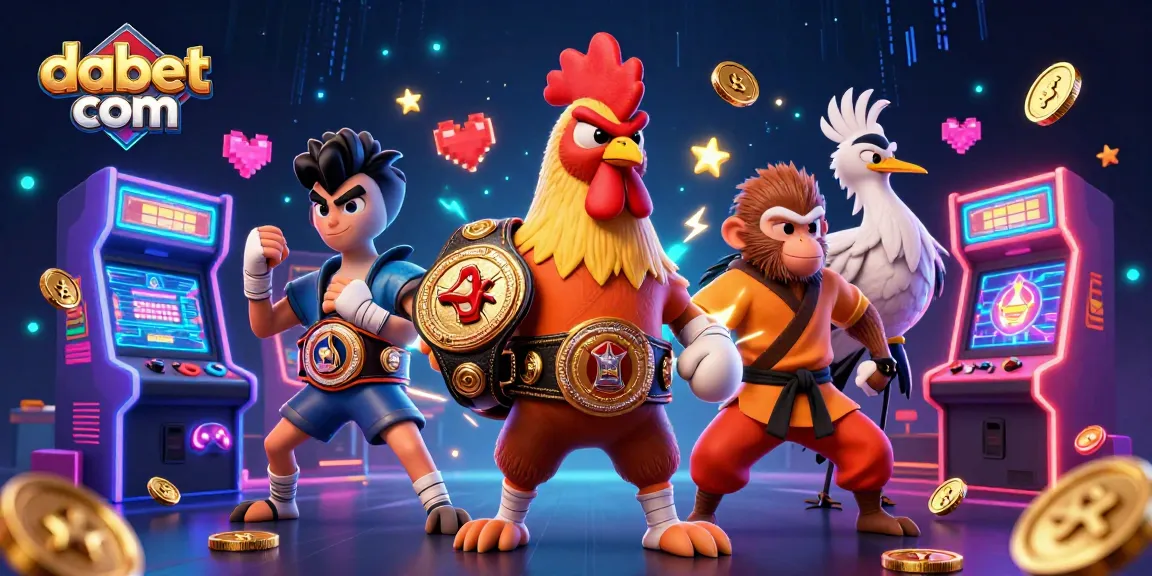 Experience dabet com's excitement with 3D characters in a vibrant casino-themed illustration.