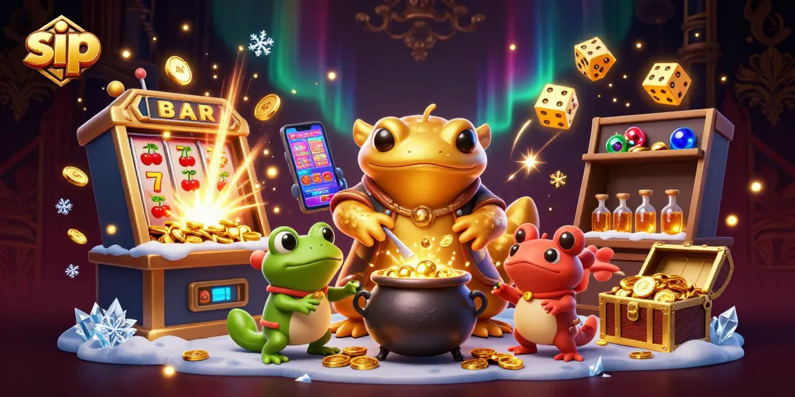 Engage in winning with sip in our dynamic casino scene featuring vibrant 3D characters and golden elements.