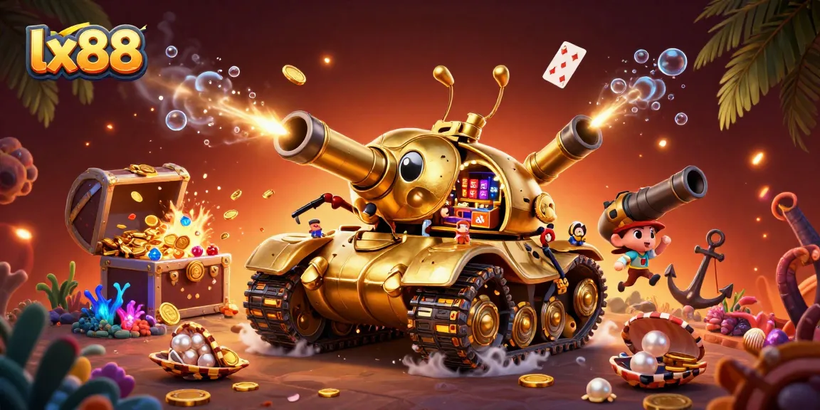 Spin jackpots and collect winnings at lx88's casino-themed beetle tank illustration.
