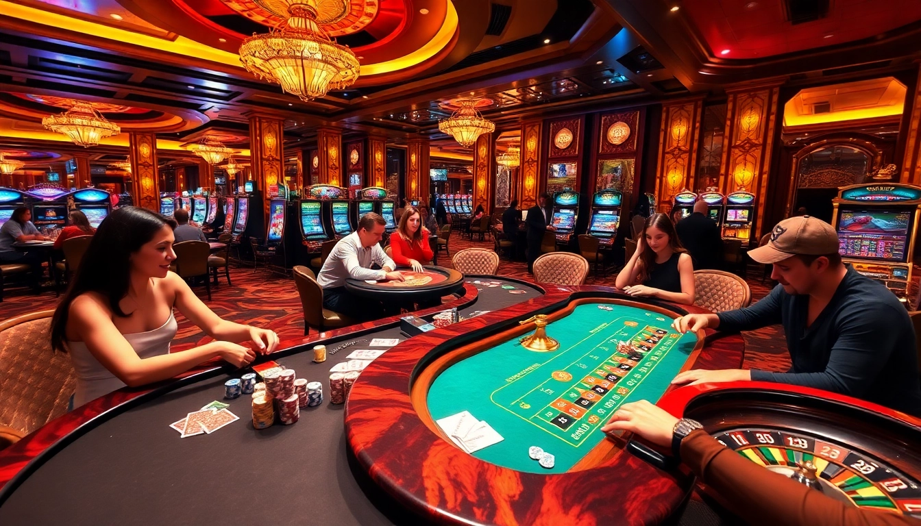 Experience thrilling gaming action at https://lucky88j.world/ with players engaging at luxurious tables.
