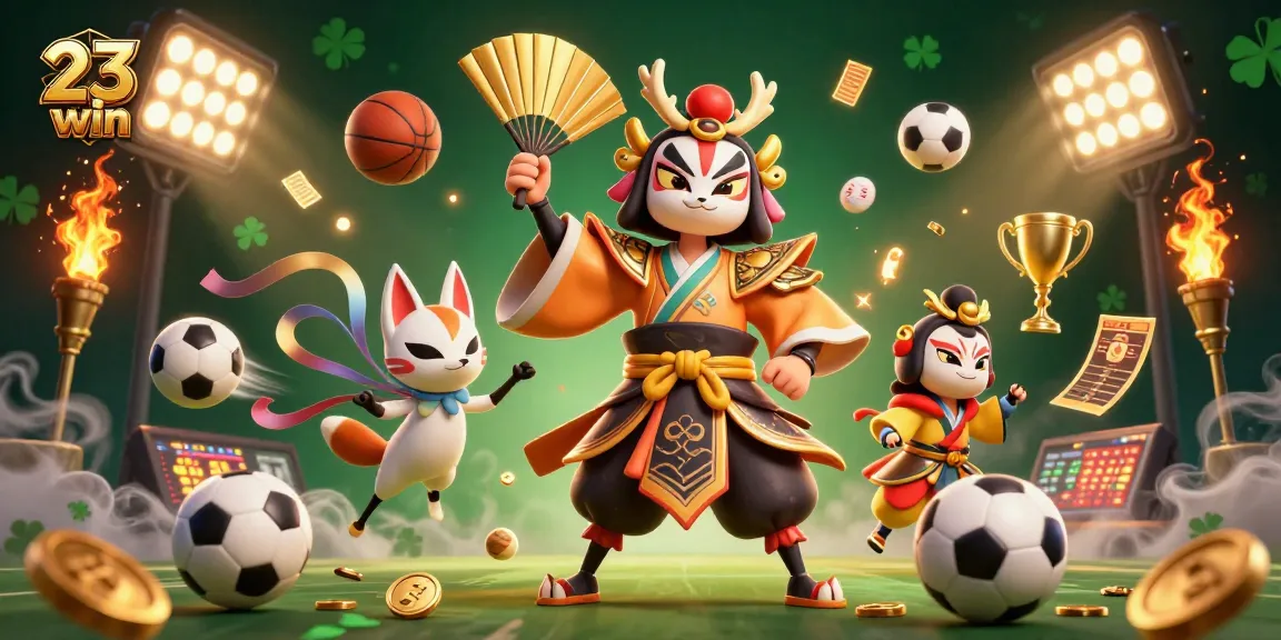 Experience thrilling action at 23 win with vibrant sports-themed digital casino illustration.