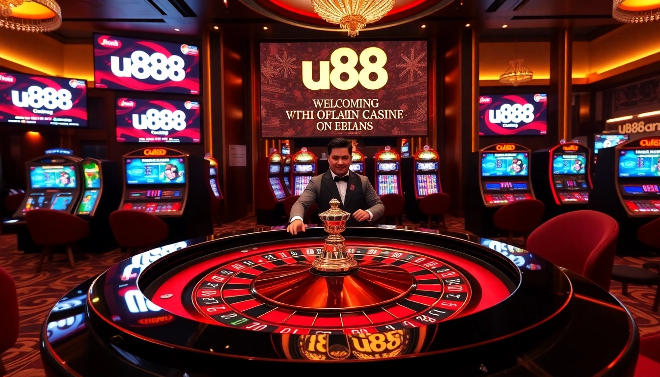 Experience u888 excitement with luxurious casino visuals showcasing roulette and poker.