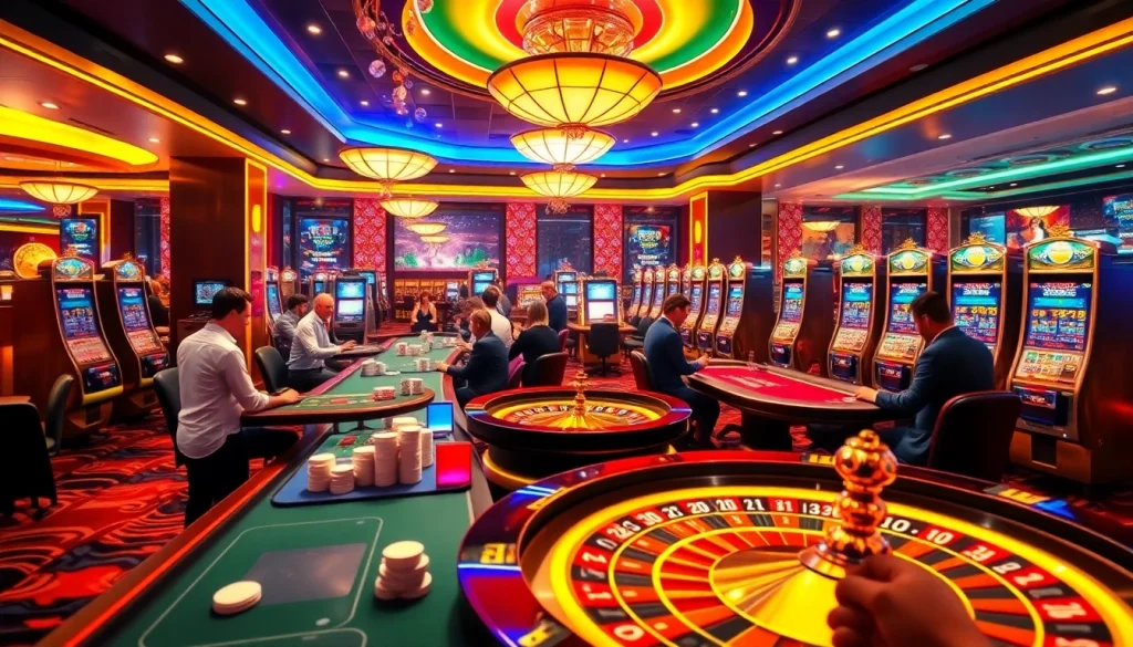 Experience the thrill of ทางเข้า soibet ล่าสุด as players engage in exciting casino games in a vibrant atmosphere.