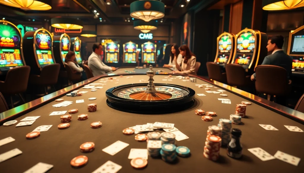 Nohu90s.it.com casino scene with gamblers at the table celebrating wins.