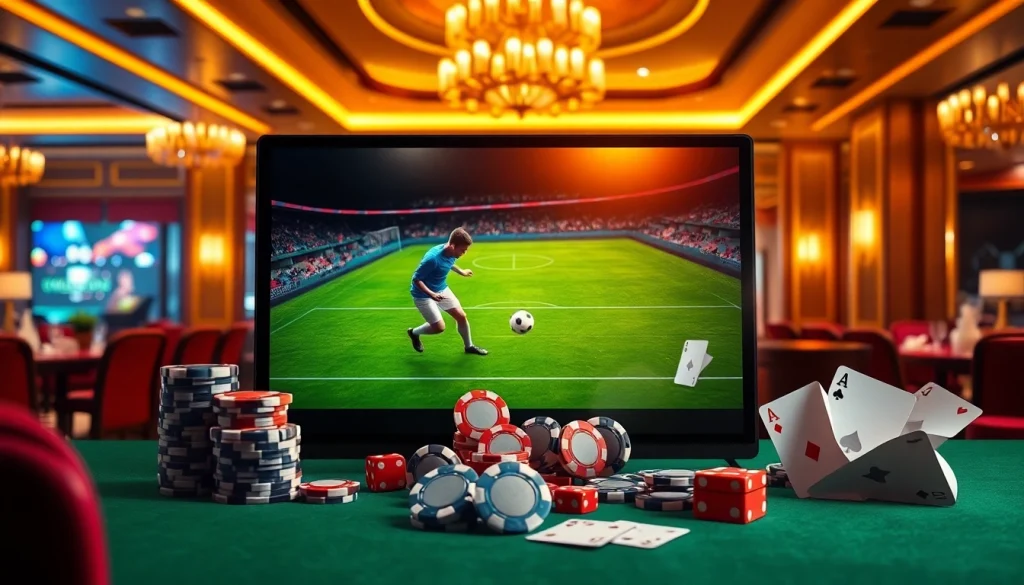 Enjoying okwintv trực tiếp bóng đá in a luxurious online casino environment with engaging gambling elements.