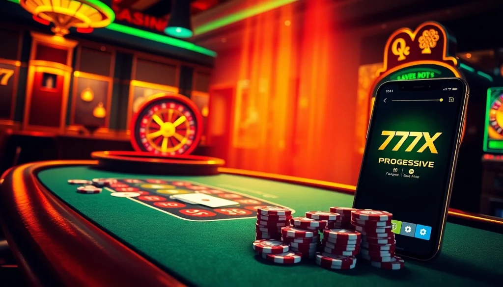 Experience the thrill of betting with the 777X APK on an elegant casino table filled with vibrant chips and cards.