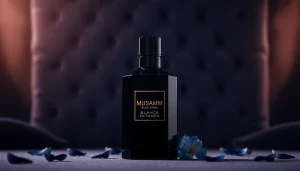 Proef de verfijning van Musamam Black Intense by Lattafa met een elegante flacon en luxe uitstraling.