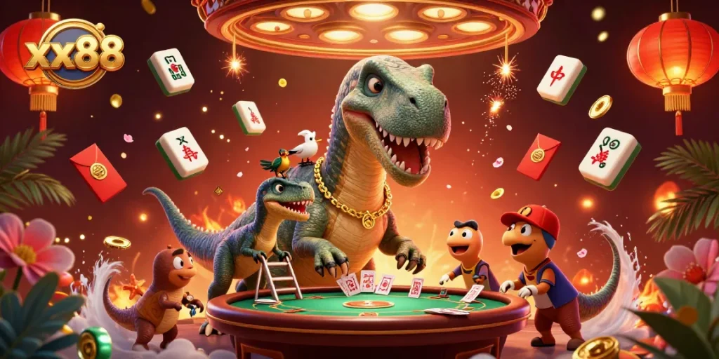 Experience the thrill of xx88 casino games with 3D characters and vibrant decorations in action.