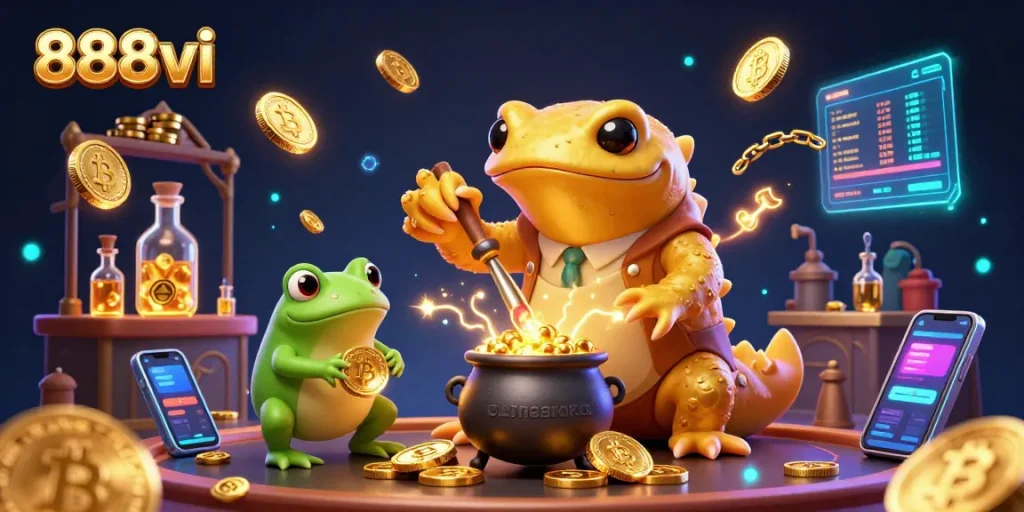 Experience the thrill of 888vi with vibrant casino elements and engaging characters in a magical setting.
