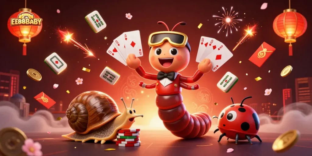 Experience the excitement of EE88BABY as a millipede dealer showcases vibrant cards in a casino.