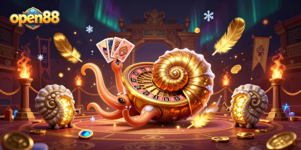 Spin the roulette with open88's dazzling ancient nautilus at a vibrant casino scene.